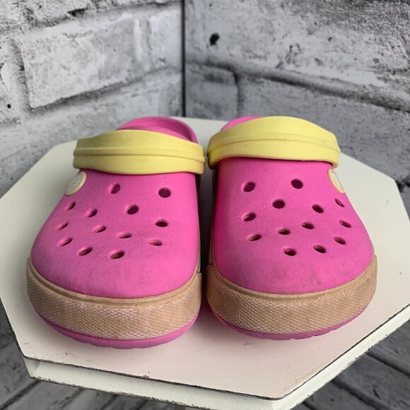 Crocs Bayaband Pink Yellow Clog Sandals - Picture 4 of 8
